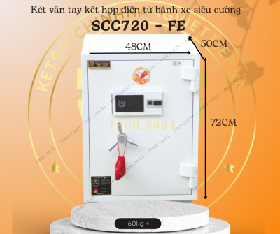 Két sắt Siêu Cường Bánh Xe SC720-VTDT Khóa Vân Tay Kết Hợp Điện Tử